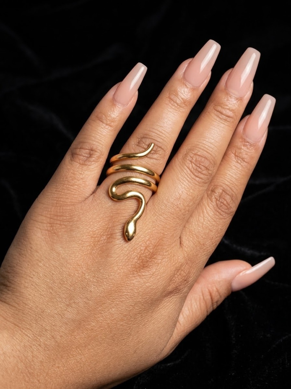 Gold Snake Wrap Ring 18k gold plated adjustable stainless steel rings
